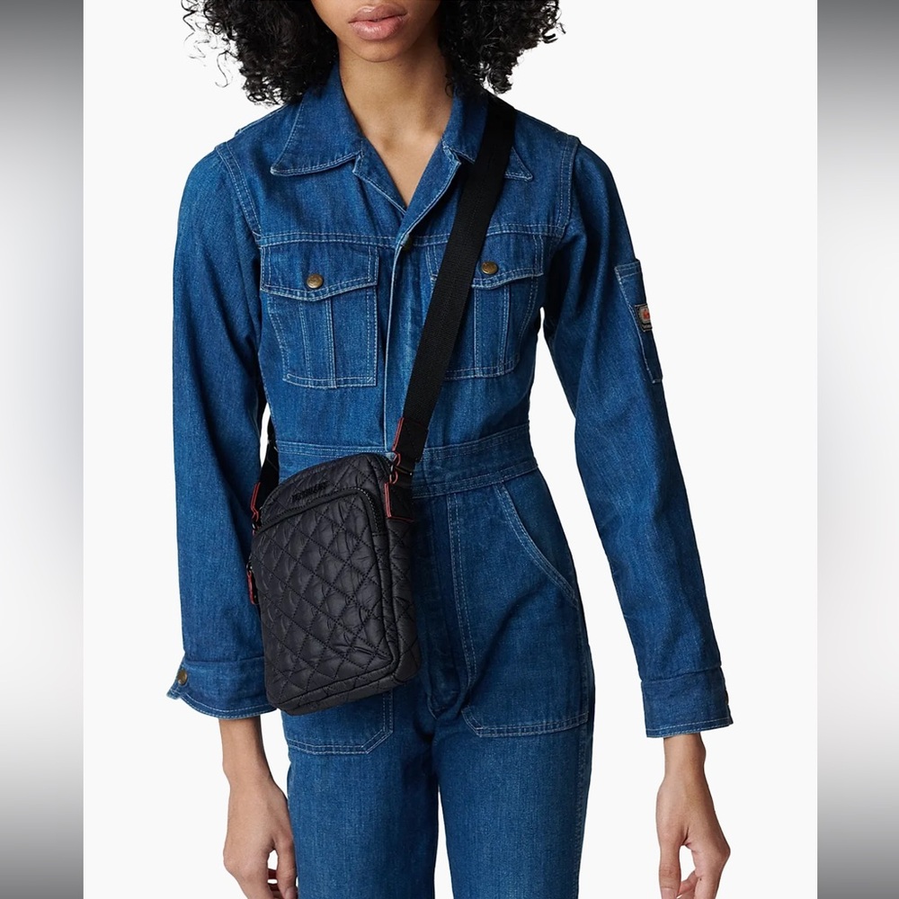 MZ Wallace Metro Quilted Crossbody Bag Black